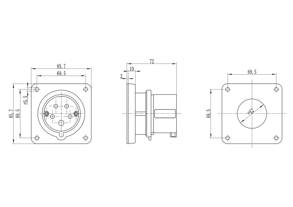 Вилка панельная PSP IP44 16A 3P+E+N 400В