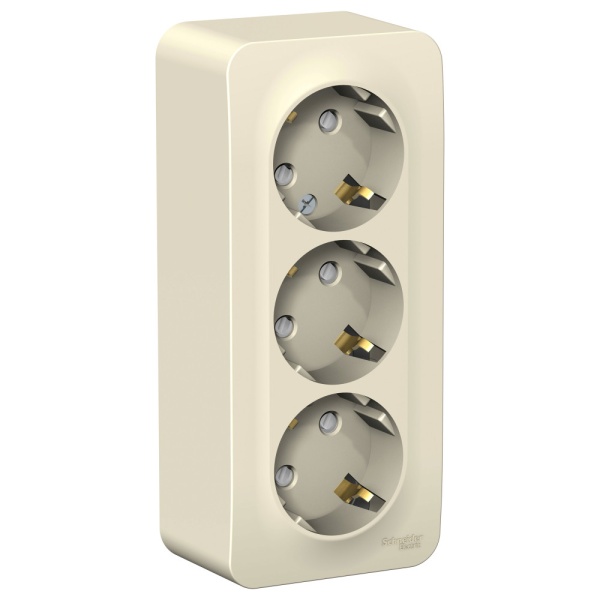 BLANCA О/У РОЗЕТКА 3-я с заземлением со шторками, ИЗОЛ.ПЛ., 16А, 250В, МОЛОЧНЫЙ