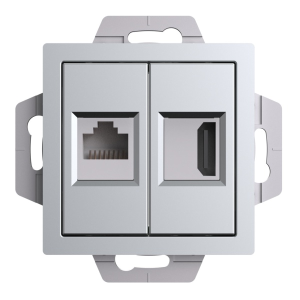 ATLASDESIGN РОЗЕТКА двойная HDMI+RJ45, кат. 5е, механизм, АЛЮМИНИЙ