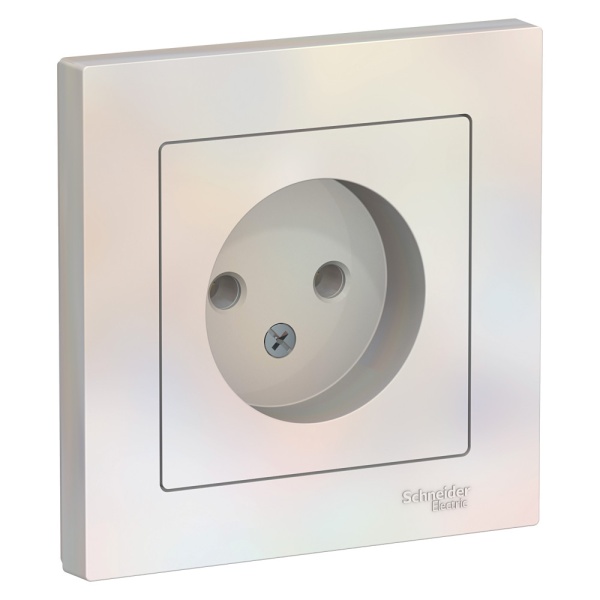 ATLASDESIGN РОЗЕТКА без заземления без шторок, 16А, в сборе, ЖЕМЧУГ