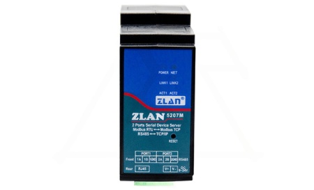 Преобразователь интерфейсов ZLAN5207M, RS-485 в Ethernet, 2xRS-485, Modbus Gateway, MQTT Gateway, 24VDC, DIN35