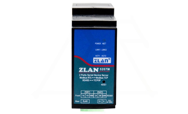 Преобразователь интерфейсов ZLAN5207M, RS-485 в Ethernet, 2xRS-485, Modbus Gateway, MQTT Gateway, 24VDC, DIN35