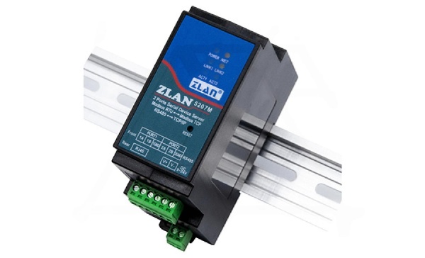 Преобразователь интерфейсов ZLAN5207M, RS-485 в Ethernet, 2xRS-485, Modbus Gateway, MQTT Gateway, 24VDC, DIN35