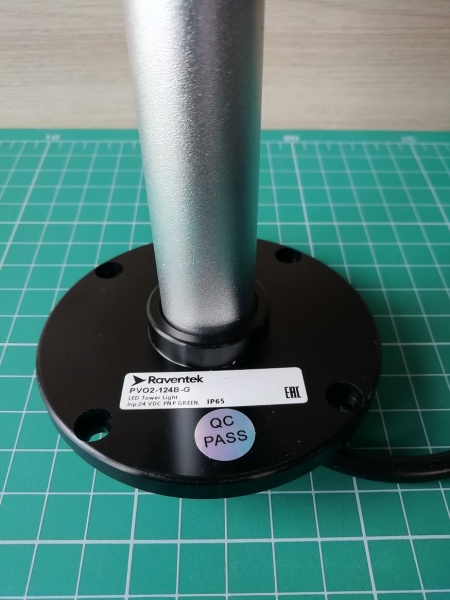 RAVENTEK PVO2-124B-G световая колонна ?64мм без зуммера 1 цвет зеленый прямое основание IP65