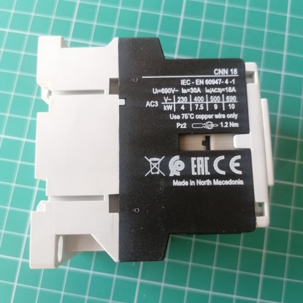 Контактор CNN 18 10 24V 50Hz, 3P, 18A/(30A по AC-1), 7.5kW(400VAC), 24VAC, 1NO