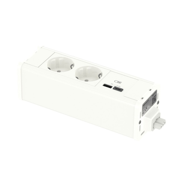 Unica System+ Блок 2хРозетка (2К+З) и 2хUSB A/C БЕЛЫЙ