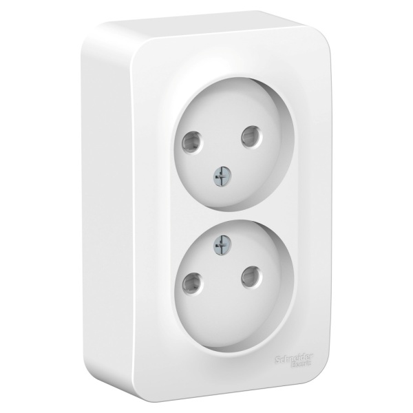 BLANCA О/У РОЗЕТКА двойная без заземления со шторками, ИЗОЛ.ПЛ., 16А, 250В, БЕЛЫЙ