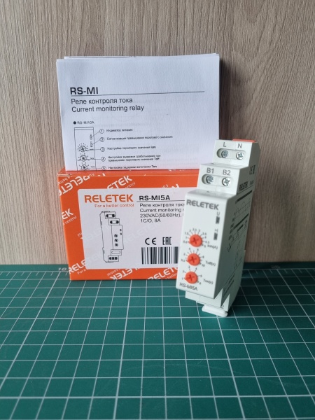 Реле контроля тока RS-MI5A, однофазное, In=5A(0.5_5A), 1CO, 8A(250VAC), 230VAC, Imax, Ton/off 1_6s/0.5_10s, память ошибки, 1M (RS-MI5A)