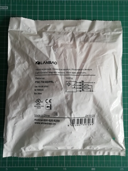 LANBAO PSE-TM30DPRL оптический 32,5x10,6x20мм PNP NO/NC лазер Sn=30м (T-тип) кабель2м приемник