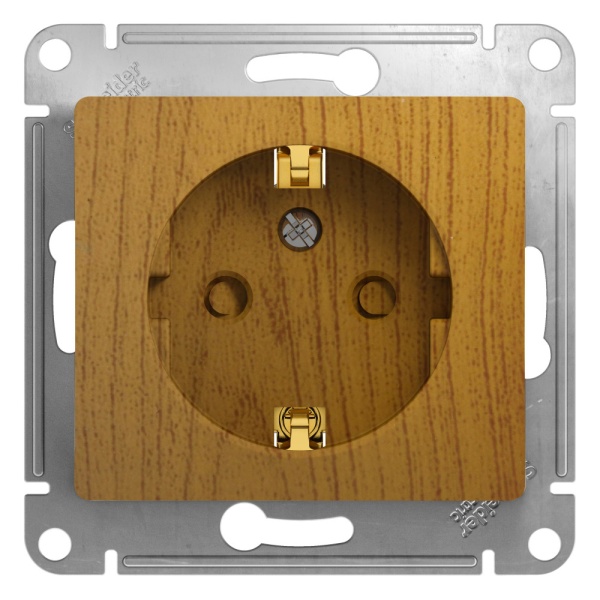 GLOSSA РОЗЕТКА с заземлением со шторками, 16А, механизм, ДУБ