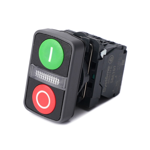 Кн двойн SB5 в сборе модуль 22мм з "I"+сигн лампа+кр "О" пластик 24ВDС 1НО+1НЗ