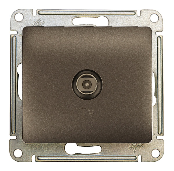 GLOSSA TV РОЗЕТКА проходная 4дБ, механизм, ГРАФИТ