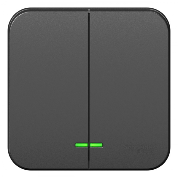 BLANCA О/У 2-клавишный ВЫКЛЮЧАТЕЛЬ (сх.5) с подсветкой, 10А, 250В, АНТРАЦИТ