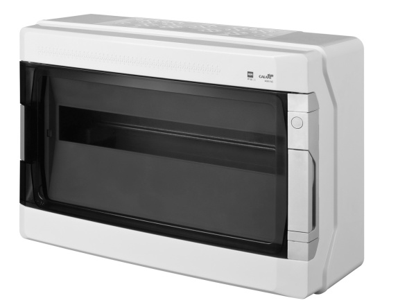 Щит навесной GALANT 1x18M, N/PE 2x 10x16+10x10mm2, дымчатая пласт. дверь, светло-серый RAL7035, 291x432x160mm, IP65