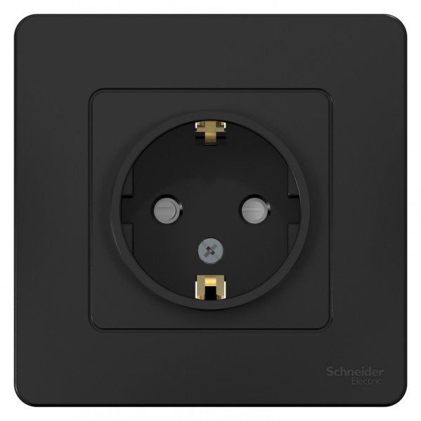 BLANCA С/У РОЗЕТКА с заземлением со шторками, 16А, 250В, АНТРАЦИТ