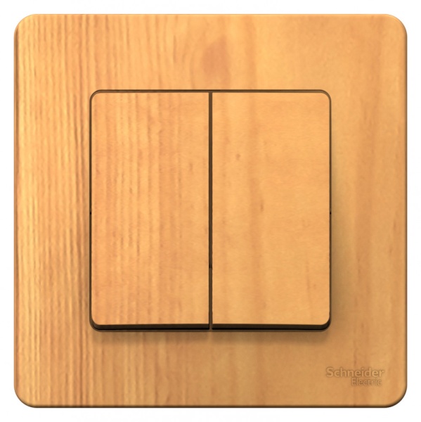 BLANCA С/У 2-клавишный ПЕРЕКЛЮЧАТЕЛЬ (cх.6+6), 10А, 250В, ЯСЕНЬ