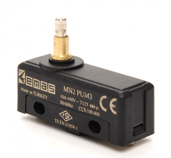 Мини-выключатель, привод плунжер (1ПК), пластиковый корпус (250В AC, 10А) MN2PUM3