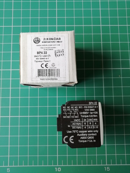 Блок-контакт вспом. BP4 22, 6A(230VAC), 2NO+2NC, фронт. монтаж, для CNN 9_70