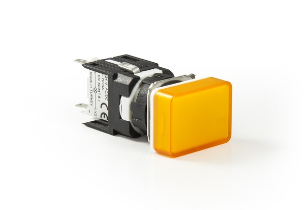 Сигнальная арматура 16 мм, прямоугольная 12-24 AC/DC жёлтая