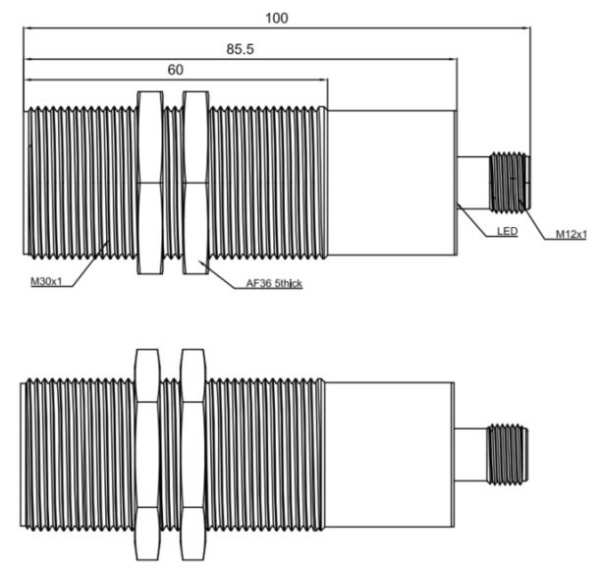 LANBAO UR30-CC50DPBS-E5 ультразвуковой датчик M30 PNP NO/NC  Sn=50-500мм разъем M12