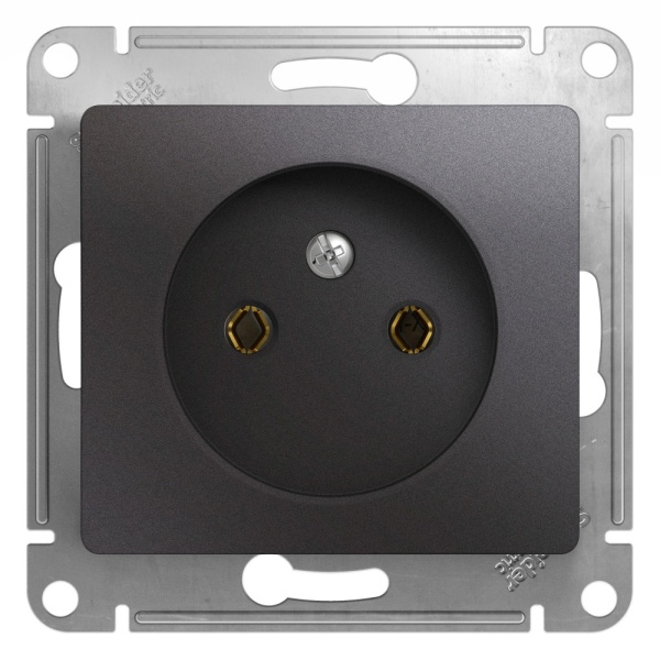 GLOSSA РОЗЕТКА без заземления без шторок, 16А, механизм, ГРАФИТ