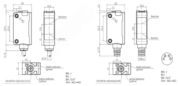 LANBAO PSE-YC5DPBRG-E3 Датчик диффузного отражения с подавлением заднего фона 0.2...5 см, красный св