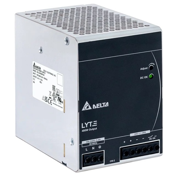 Блок питания импульсный Lyte, 480W, 20А, 85_264VAC (120_375VDC) / 24VDC, DIN35, реле DC OK, винт.клеммы, ал.корпус