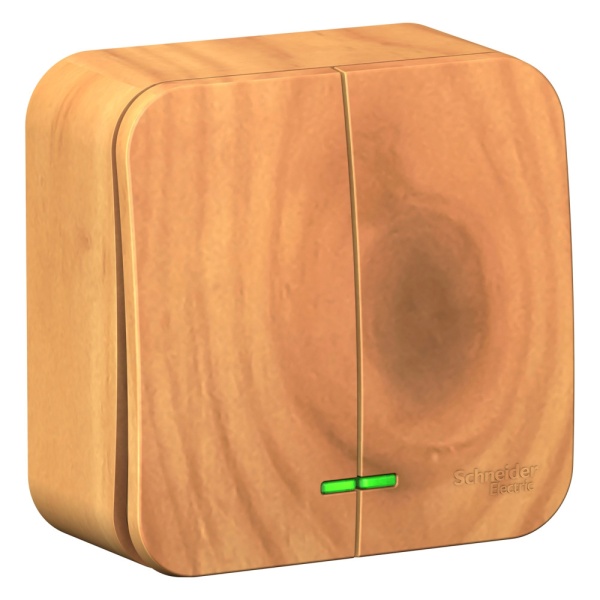 BLANCA О/У 2-клавишный ВЫКЛЮЧАТЕЛЬ (сх.5) с подсветкой, 10А, 250В, ЯСЕНЬ