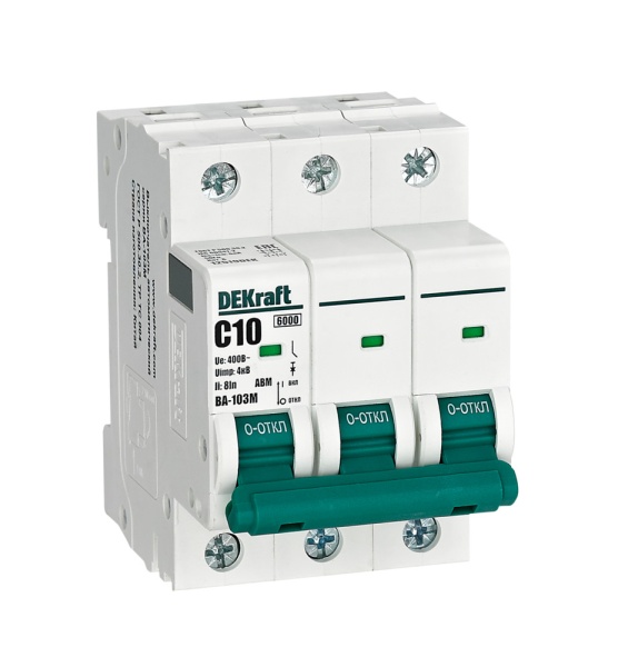 Авт. выкл. без теплозащиты 3P 10А х-ка C 6кА ВА-103M