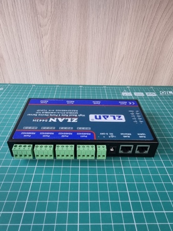 Преобразователь интерфейсов ZLAN5443H, RS-232/485/422 в Ethernet, 4xRS-485/422, 4xRS-232, Modbus Gateway, 24VDC