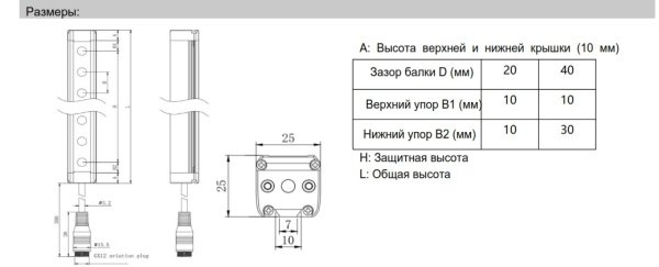 LANBAO SFS40032-TM06TPC Завеса безопасности SFS series , Расстояние между лучами (мм) 40 , Количество лучей 32 , комплект