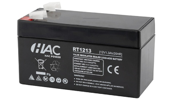 Батарея аккумуляторная HAC RT1213, F1, 12V/1.3Ah, 98х43.5х53(59) ДхШхВ, 0.52 кг, 6-8 лет