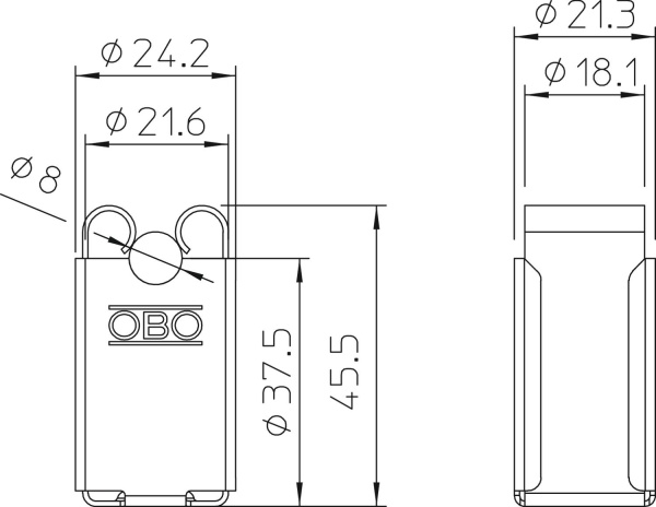 Держатель 177 35 VA M8 проводника Ø8мм, отверстие с резьбой М6, нерж. сталь