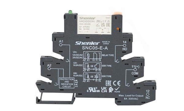 Реле интерфейсное RNC1CO024A с колодкой SNC05-E-A, винтовой зажим, 1CO, 6A(250VAC), 24VAC/DC, AgSnO2/Au, LED, W=6.2mm