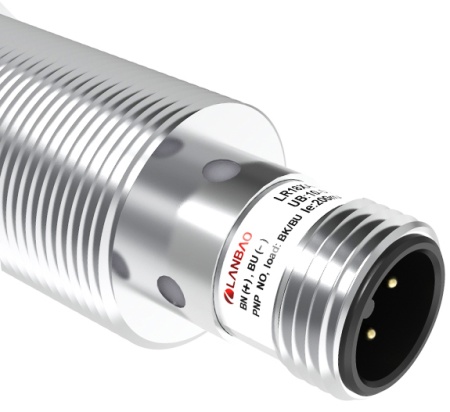 LANBAO LR18XBF05DNR-E2 Индуктивный датчик 5 мм, цилиндрический, заподлицо, 10…30 DC, NPN, NO+NC, никелированная латунь, разъем  м12, IP67