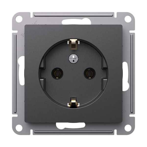 ATLASDESIGN РОЗЕТКА с заземлением без шторок, 16А, механизм, БАЗАЛЬТ