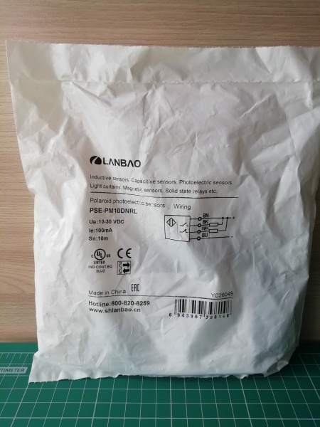 LANBAO PSE-PM10DNRL оптический датчик 32,5x20,7x10,6 мм NPN NO+NC Sn=10м, красный лазер, Кабель 2м