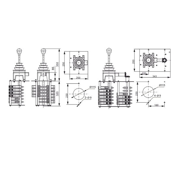 Промышленный джойстик (командоконтроллер) KT63 LSSINE для коммутации и изменения дискретных сигналов в электрических цепях с номинальным током до 100А