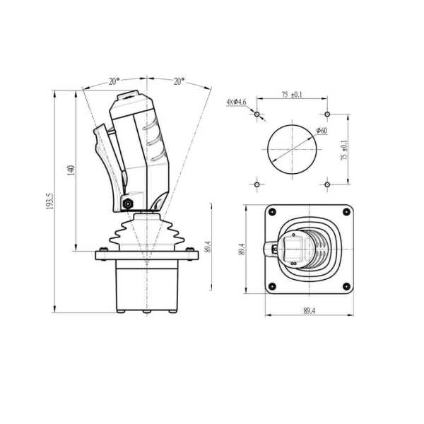 Промышленный бесконтактный джойстик SQ7M LSSINE работающий на эффекте Холла
