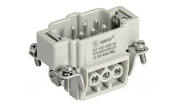 Вставка контактная, размер H6B, тип вилка, 6P+PE, 16A, 500V, винтовой зажим