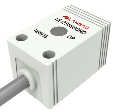 LANBAO LE17SN08DNC индуктивный датчик 17x17x28мм NPN NC 8мм кабель 2м