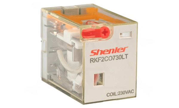Реле RKF2CO730LT, 2CO, 12A(250VAC/30VDC), 230VAC, мех. индикация, тест-кнопка с блокировкой, LED