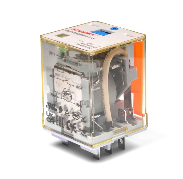 Реле REH2AO220LTS, 2NO, 16A(400VAC)/ 10A(220VDC), 220VDC,  мех. инд., тест-кнопка, LED, магнит