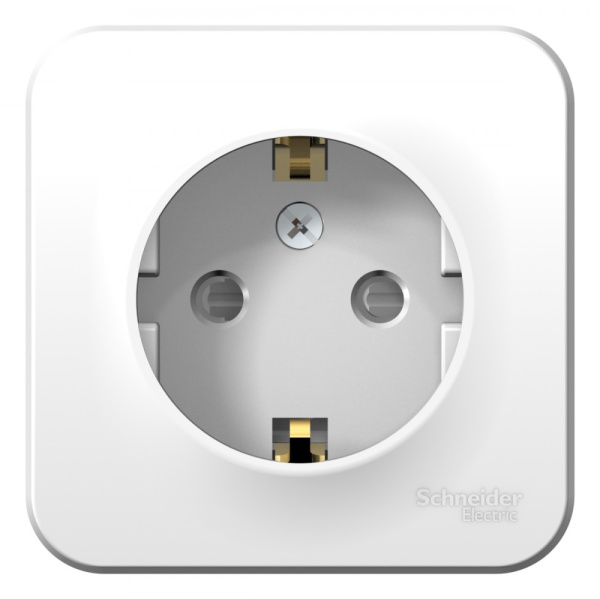 BLANCA О/У РОЗЕТКА с заземлением со шторками, МЕТАЛ. ПЛ., 16А, 250В, БЕЛЫЙ