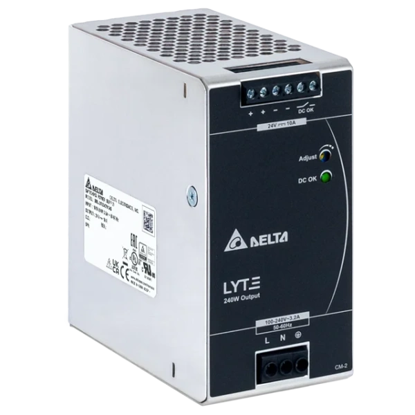 Блок питания импульсный Lyte, 240W, 10А, 85_264VAC (120_375VDC) / 24VDC, DIN35, реле DC OK, винт.клеммы, ал.корпус