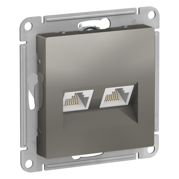 ATLASDESIGN РОЗЕТКА двойная компьютерная RJ45+RJ45 кат. 5e, механизм, СТАЛЬ