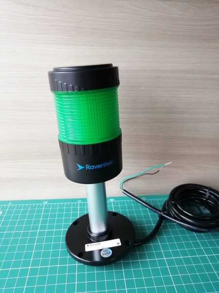 RAVENTEK PVO2-124B-G световая колонна ?64мм без зуммера 1 цвет зеленый прямое основание IP65