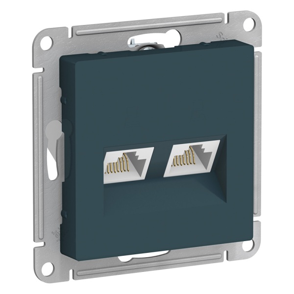 ATLASDESIGN РОЗЕТКА двойная компьютерная RJ45+RJ45 кат. 5e, механизм, ИЗУМРУД