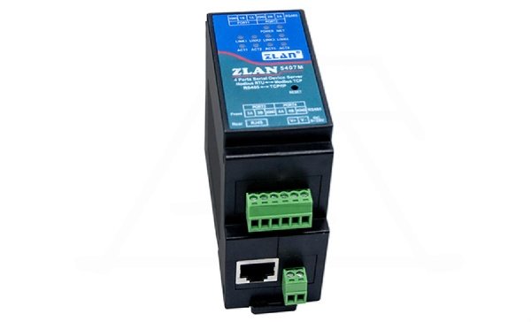 Преобразователь интерфейсов ZLAN5407M, RS-485 в Ethernet, 4xRS-485, Modbus Gateway, MQTT Gateway, 24VDC, DIN35