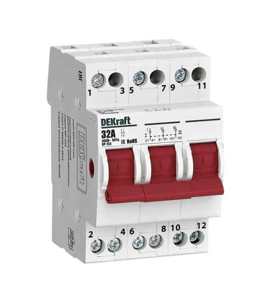 Трехпозиционный выключатель-разъединитель 3P 32A ВР-103